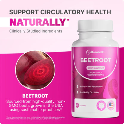 Rosabella Organic Beet Root Capsules 60 Capsules 2 Bottles
